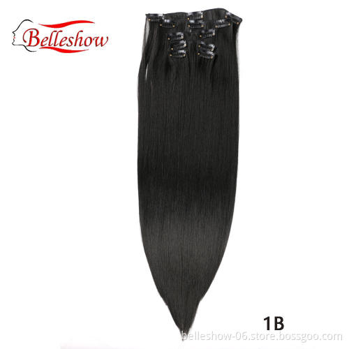 Hot sell Hot sale cheap 6pc Clip-On Hair Extension wholesale factory price synthetic hair straight Clip-On Hair Extension